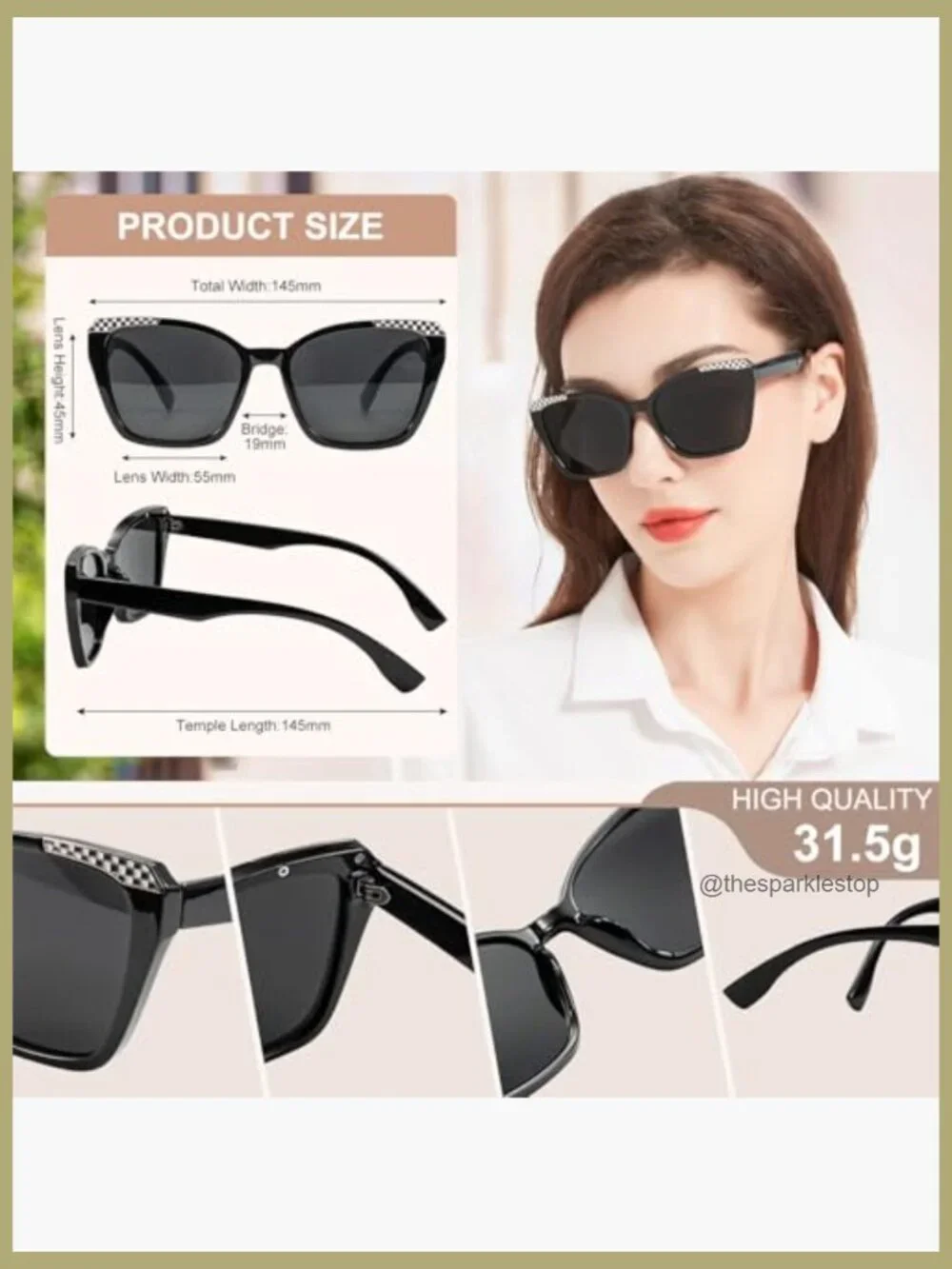 Vintage Oversized Sunglasses 3 Pack with UV400 Protection